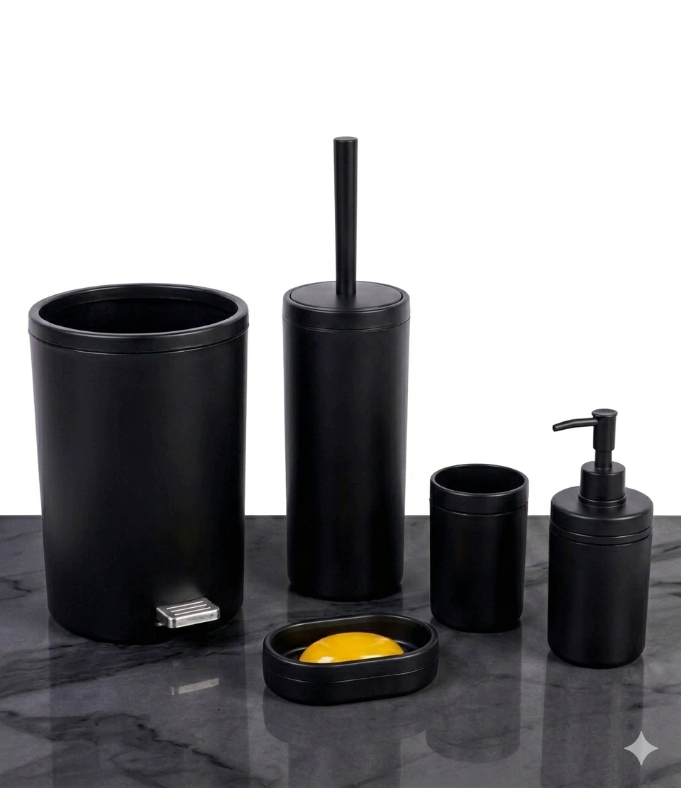Black Toilet Set - 5Pcs