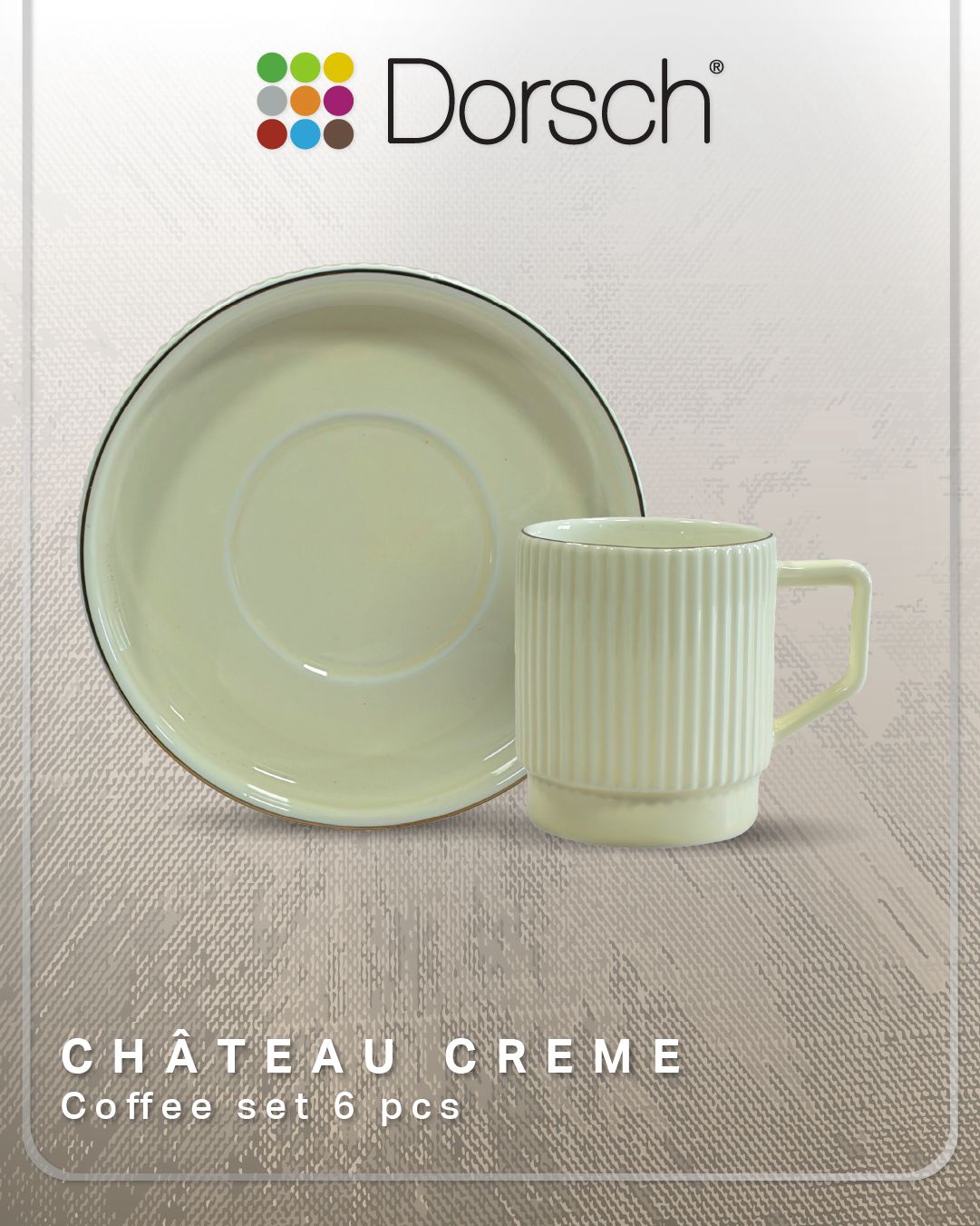 Dorsch Coffee Cups - Chateau Creme (Half Dozen Set)