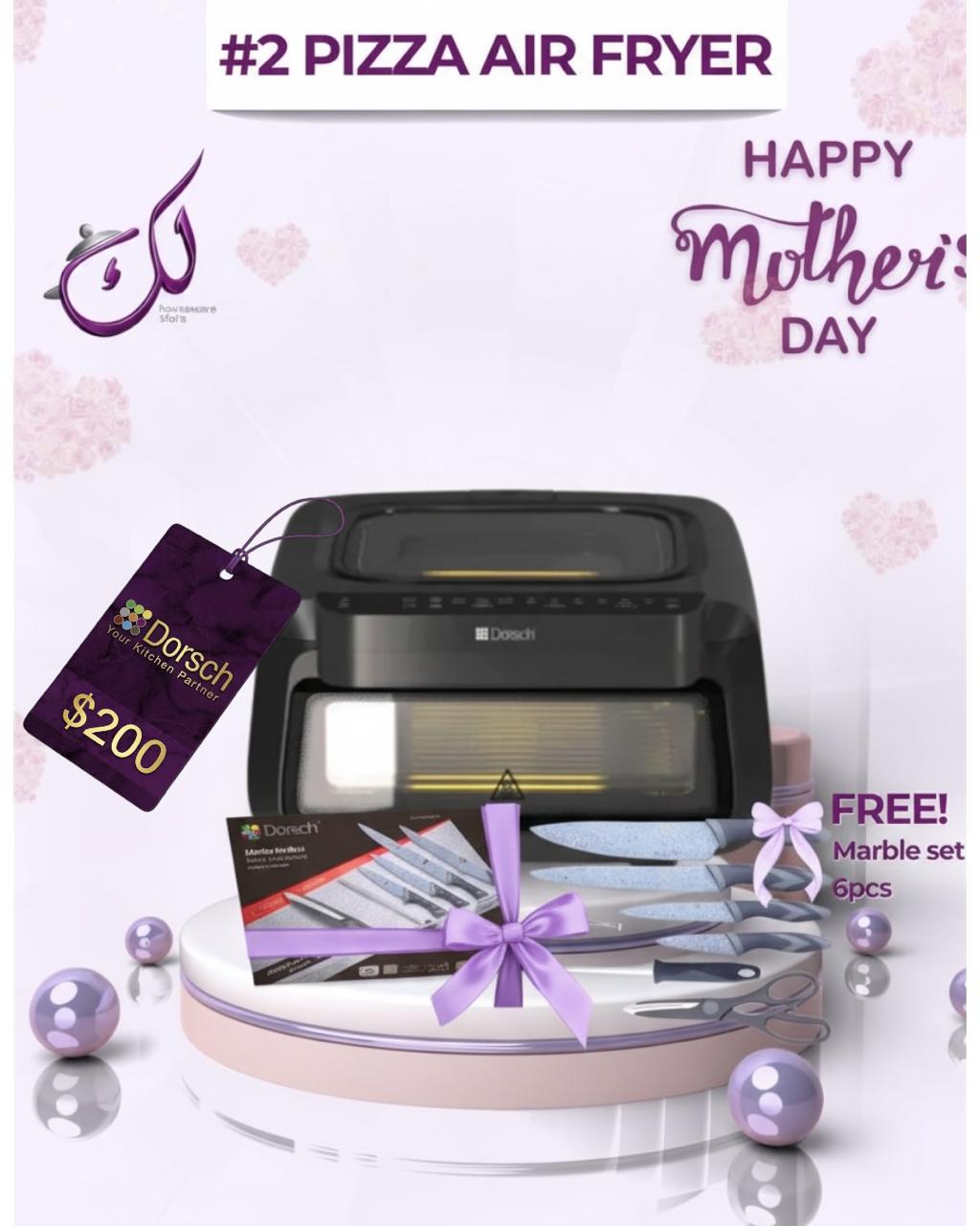 🎁Mother's Day Offer 2: 13L Dorsch Pizza Air Fryer + Free Marble Knives Set