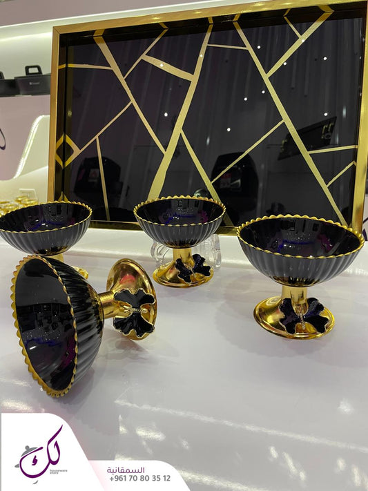 6-Piece Meghli Cups Set – Black & Gold Butterfly