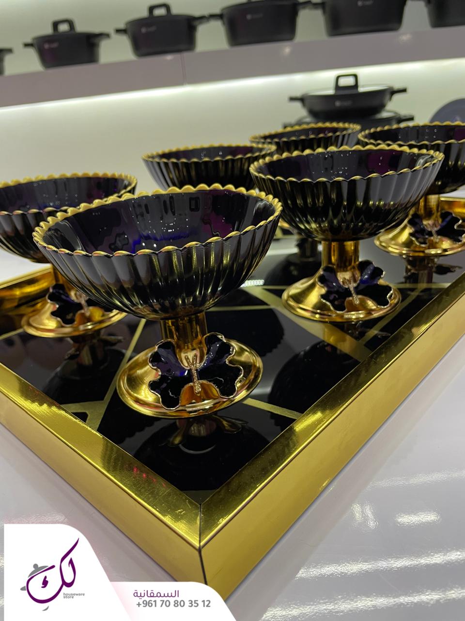 6-Piece Meghli Cups Set – Black & Gold Butterfly