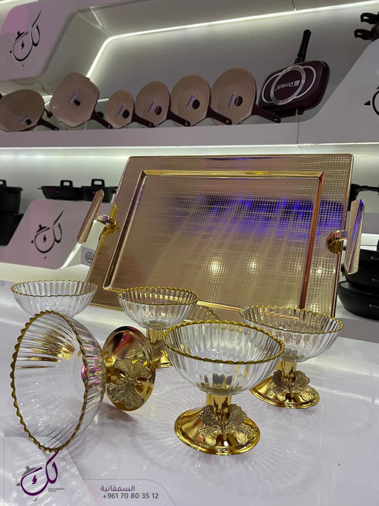 6-Piece Meghli Cups Set – Glass & Gold Butterfly