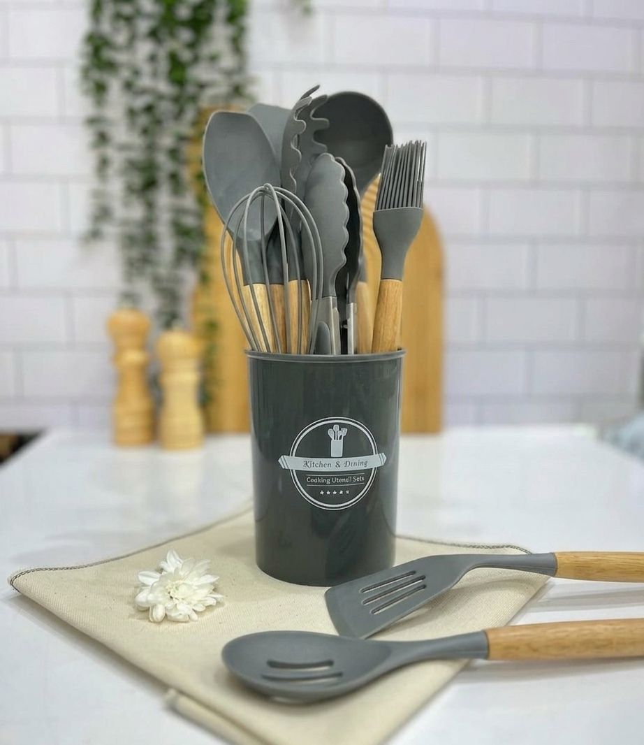 Silicone Kitchen Utensils Set 12pcs - Grey