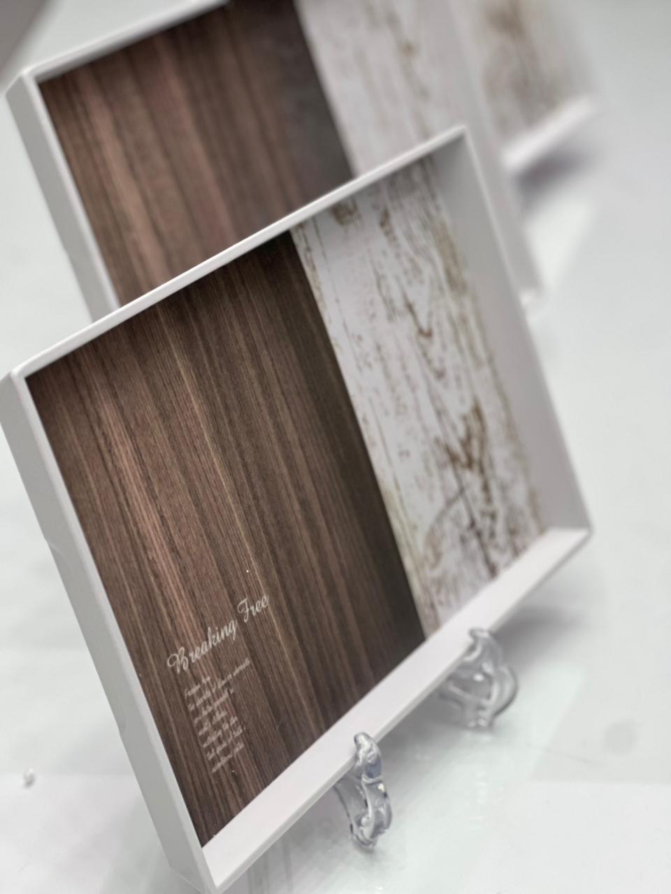 Two-Tone Rustic Wood Tray Set - 3Pcs