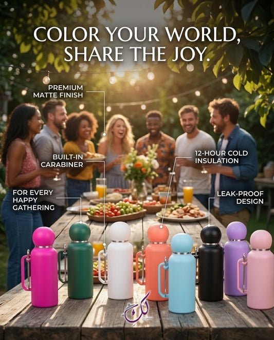 MATTE VACUM FLASK WITH CUP AND BOMBILLIA - 1300ML