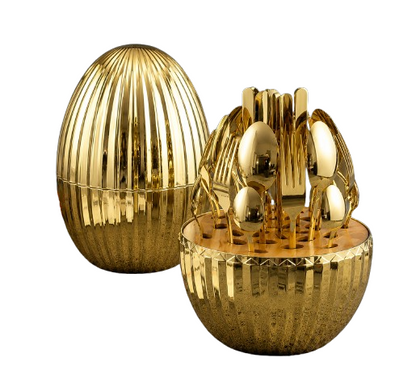 Egg-Shaped Cutlery Set - Gold 24pcs