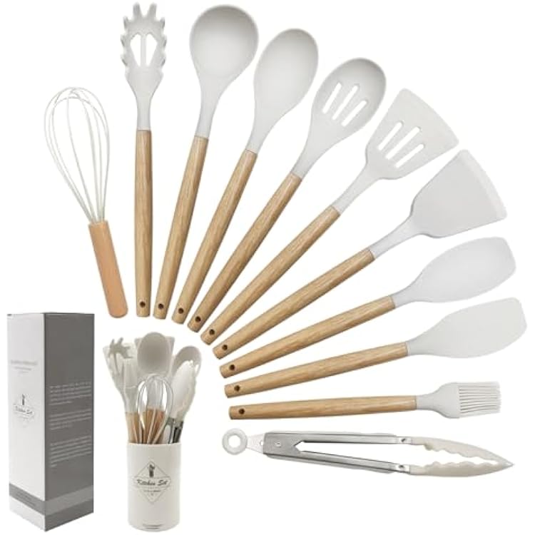 Silicone Kitchen Utensils Set 12pcs - White