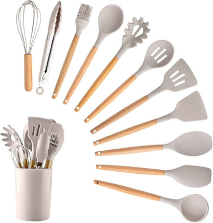 Silicone Kitchen Utensils Set 12pcs - Beige