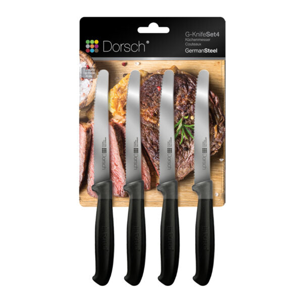 Sharp Steak Knife Set - 4 Pcs - Black