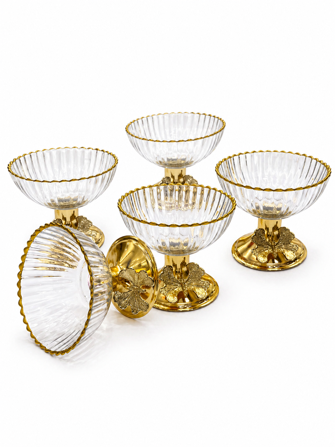6-Piece Meghli Cups Set – Glass & Gold Butterfly