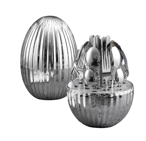Egg-Shaped Cutlery Set - Silver 24pcs