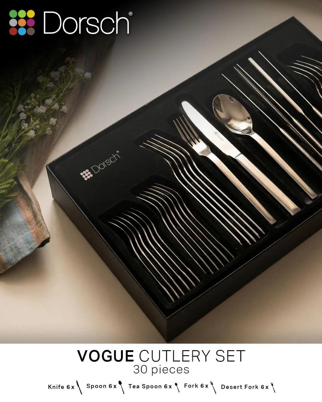 Dorsch Vogue Cutlery Set - 30Pcs