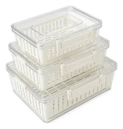 Rectangle Storage Boxes with Strainers - 3Pcs