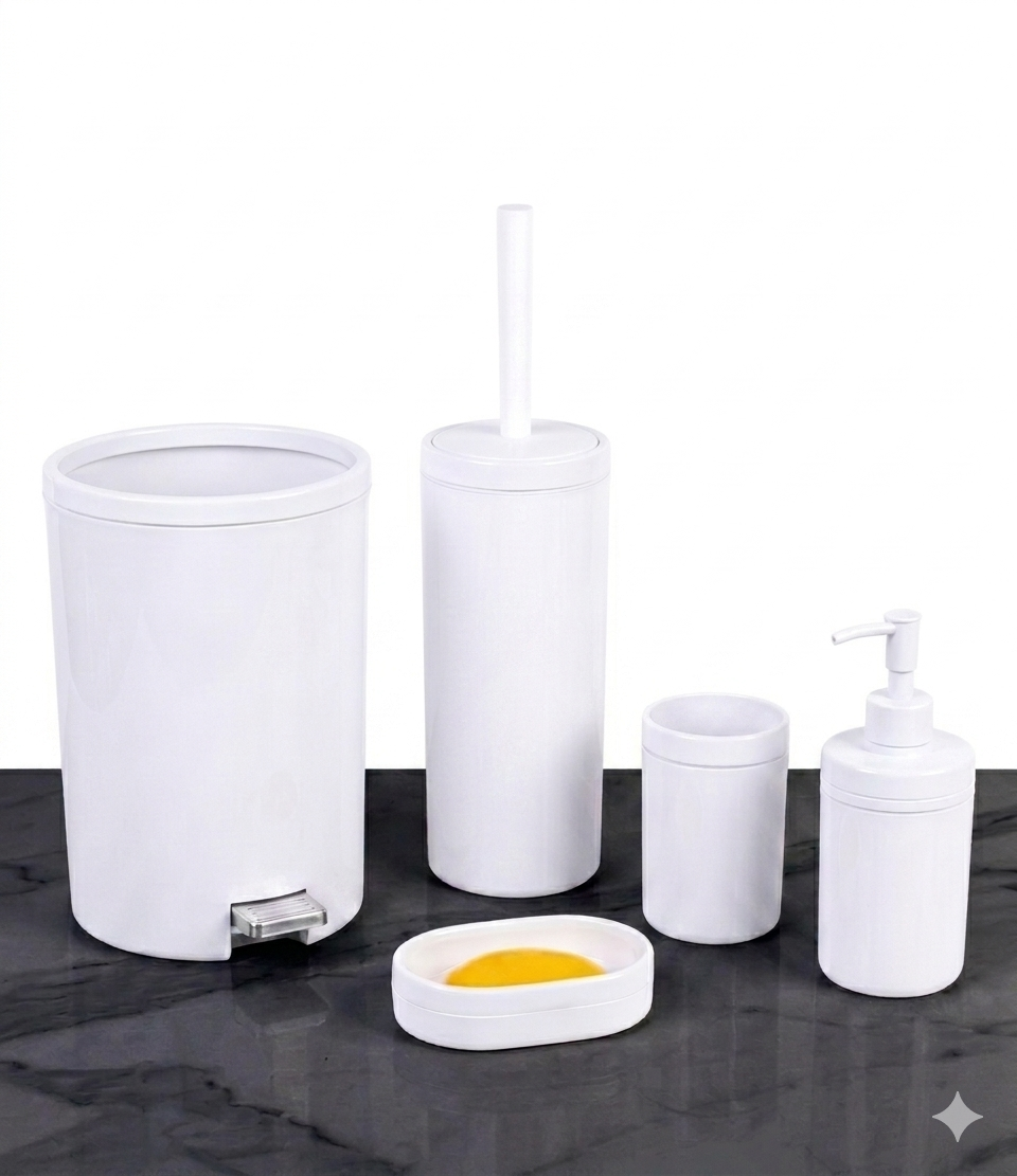 White Toilet Set - 5Pcs