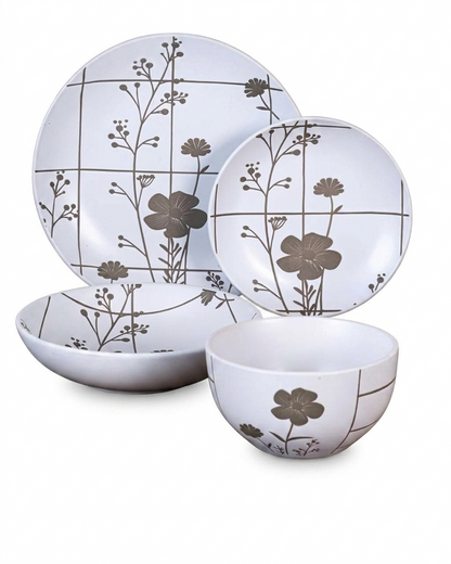 Dorsch Flora Grey Dinner Set – 24 Pieces (Stoneware)