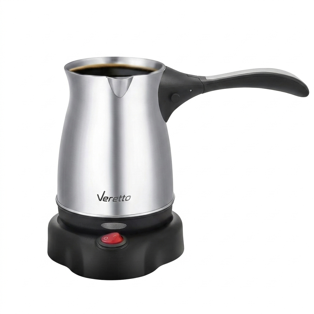 Veretto Electric Coffee Pot – 600ml Stainless Steel Turkish Coffee Maker with Foldable Handle