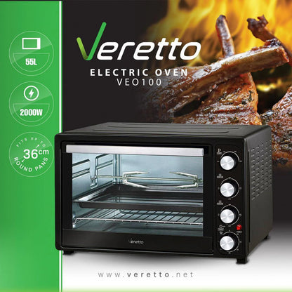 Veretto Electric Oven 55Liter - 2000Watt