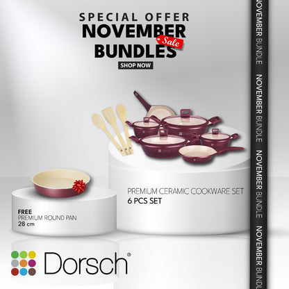 Dorsch Premium Ceramic Cookware Set – 6 Pcs November Bundle