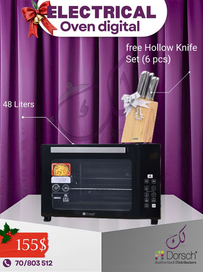 🎁 December Offer: Digital Electric Oven 48L + Hollow Set Knife Gift