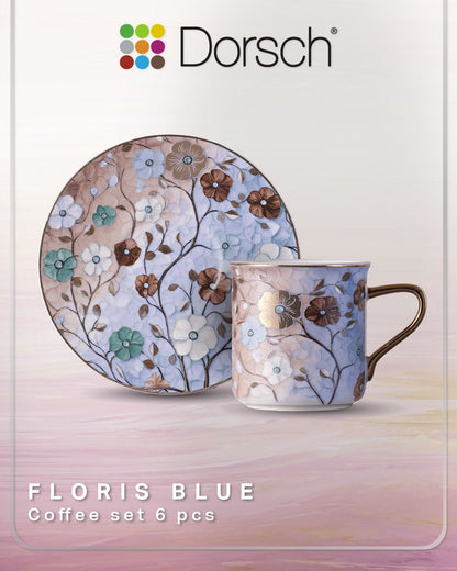 Dorsch Coffee Cups - Floris Blue (Half Dozen Set)