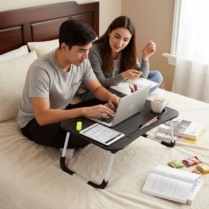 Premium Foldable Laptop Table – 3 Colors | Cup Holder & Phone Slot
