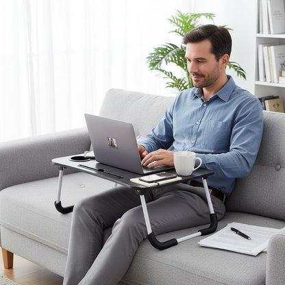 Premium Foldable Laptop Table – 3 Colors | Cup Holder & Phone Slot