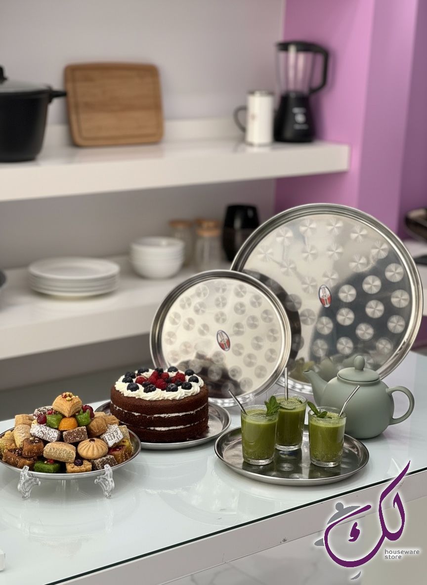 4pcs Stainless Steel Serving Tray Set
