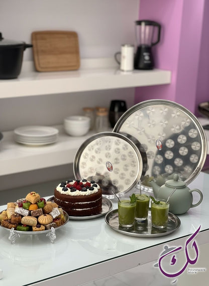 4pcs Stainless Steel Serving Tray Set