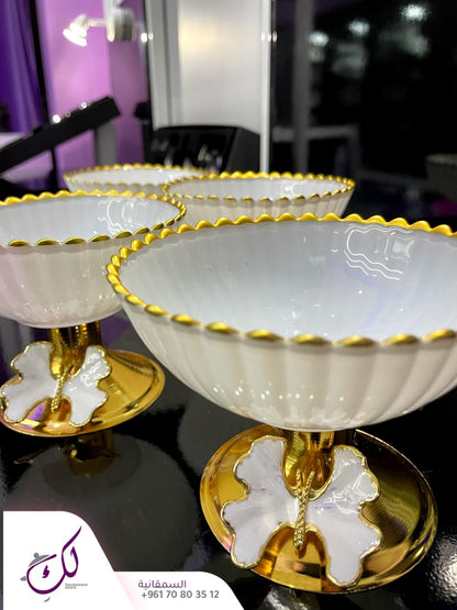 6-Piece Meghli Cups Set – White & Gold Butterfly