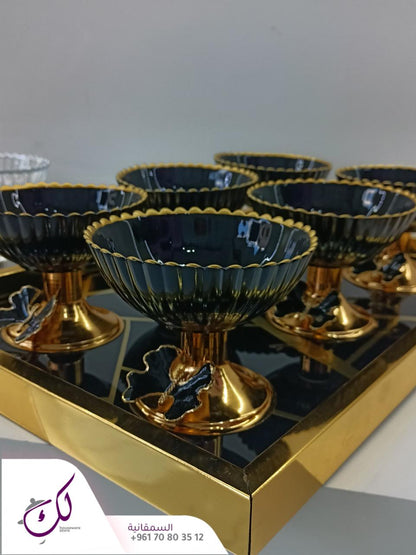 6-Piece Meghli Cups Set – Black & Gold Butterfly