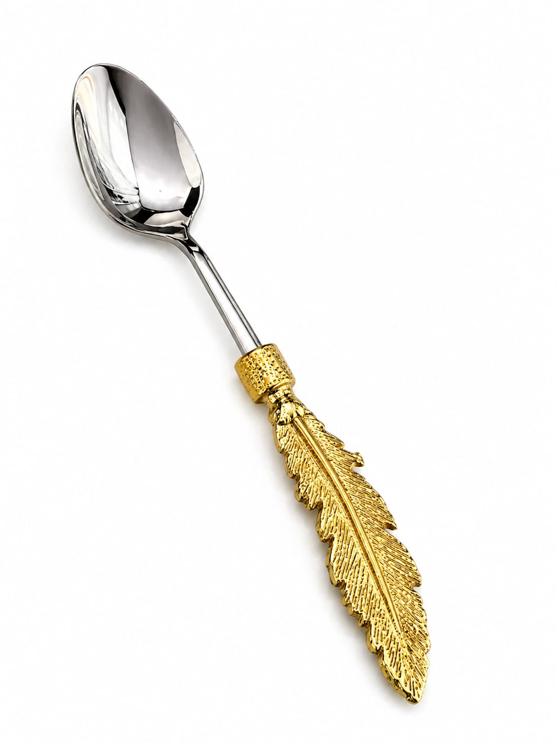 6-Piece Gold & Silver Spoons Set – Leaf Shape