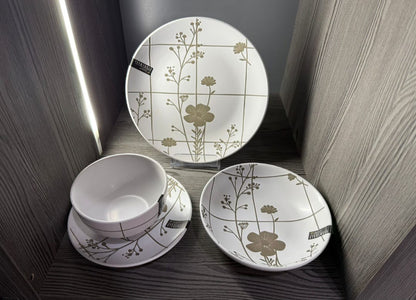 Dorsch Flora Grey Dinner Set – 24 Pieces (Stoneware)
