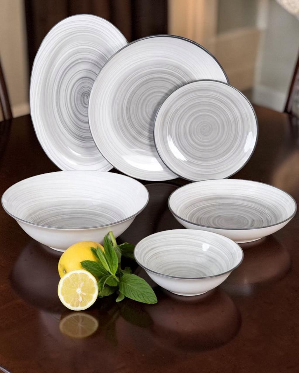 Dorsch Ripple Grey Dinner Set – 26 Pieces (Porcelain)