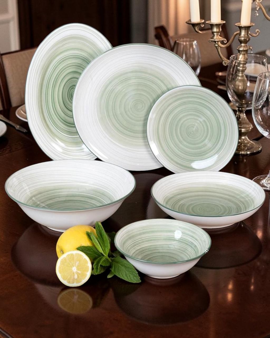 Dorsch Ripple Olive Dinner Set - 26 Pieces (Porcelain)