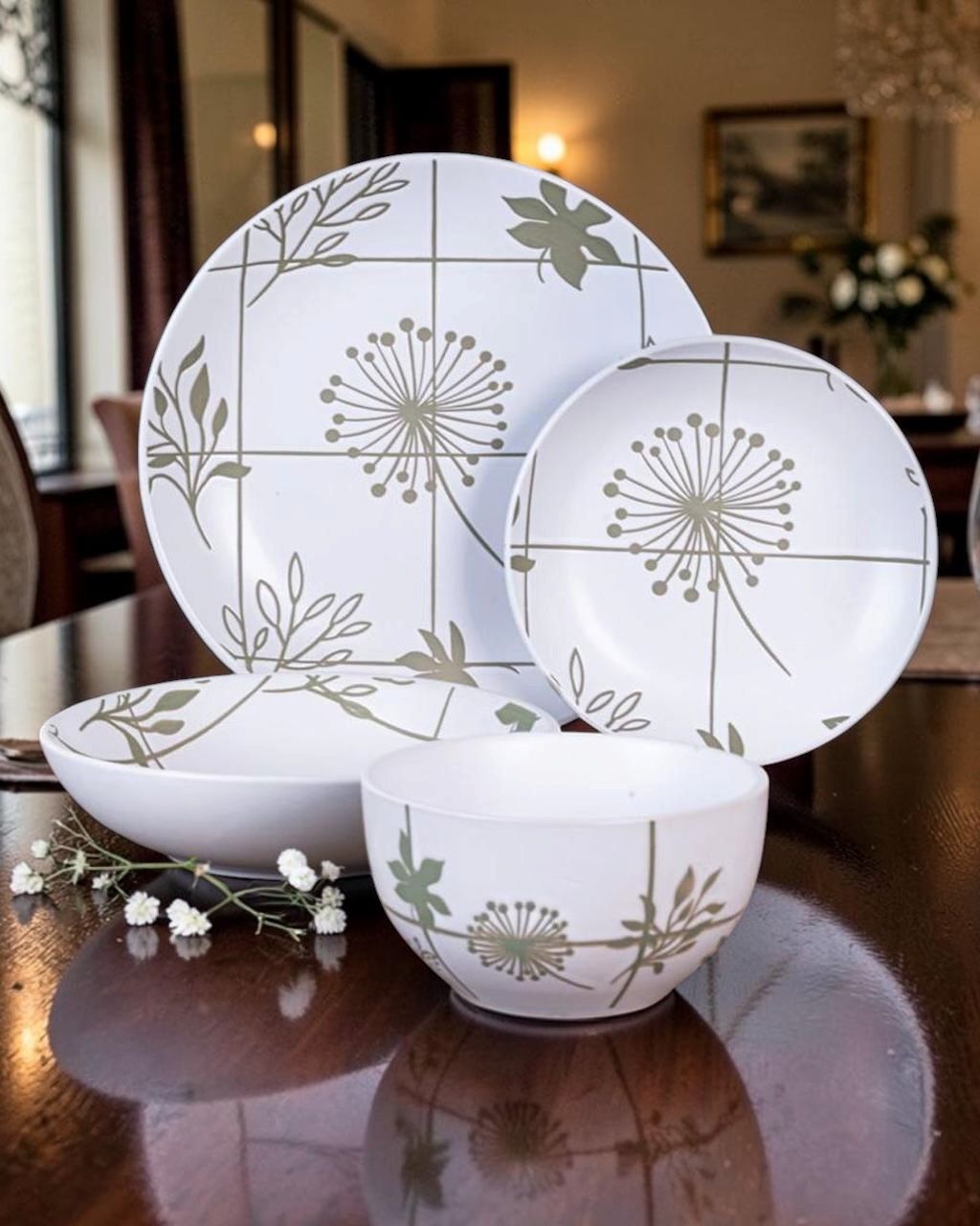 Dorsch Flora Beige Dinner Set – 24 Pieces (Stoneware)