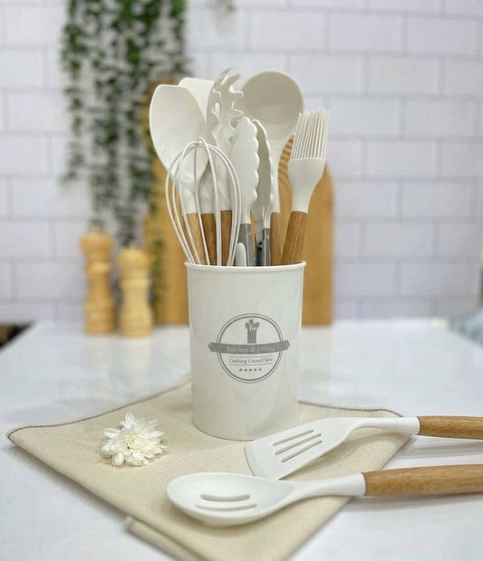 Silicone Kitchen Utensils Set 12pcs - White