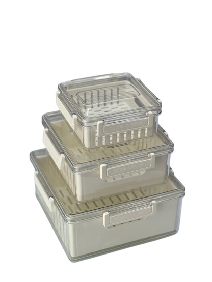 Square Storage Boxes Set with Strainers - 3Pcs