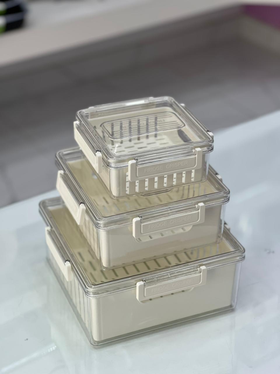 Square Storage Boxes Set with Strainers - 3Pcs