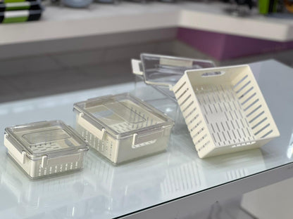 Square Storage Boxes Set with Strainers - 3Pcs