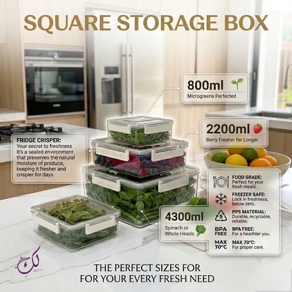 Square Storage Boxes Set with Strainers - 3Pcs
