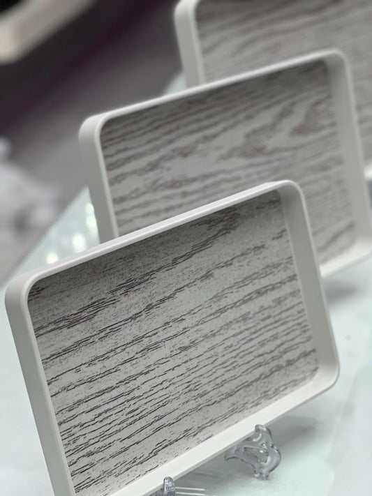 White Ash Wood Grain Tray Set - 3Pcs