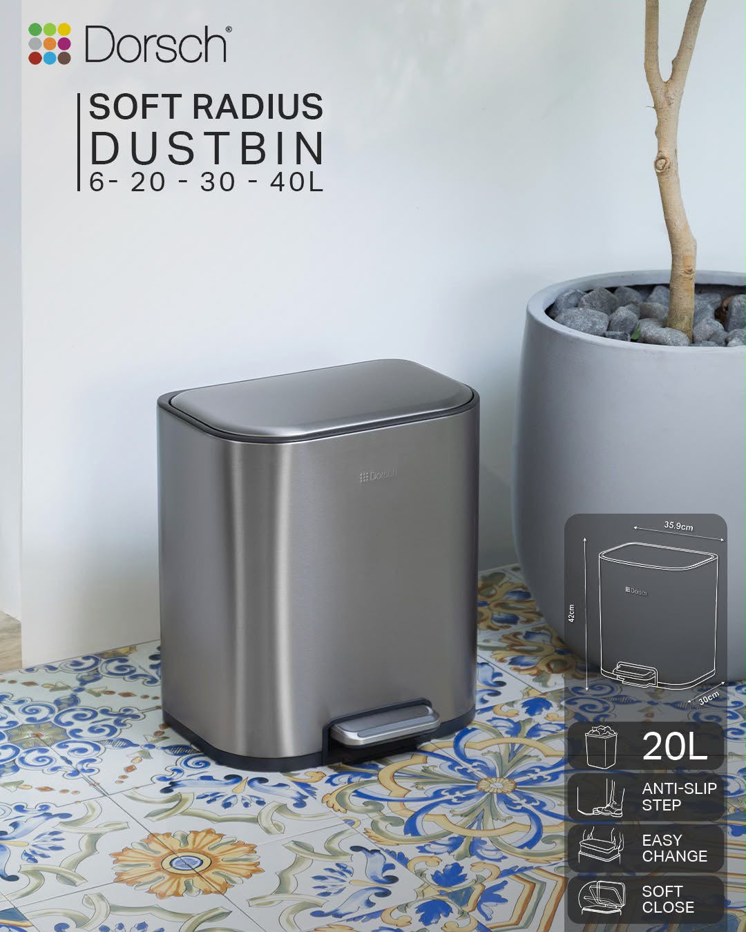 DORSCH TRASH DUSTBIN – 20L