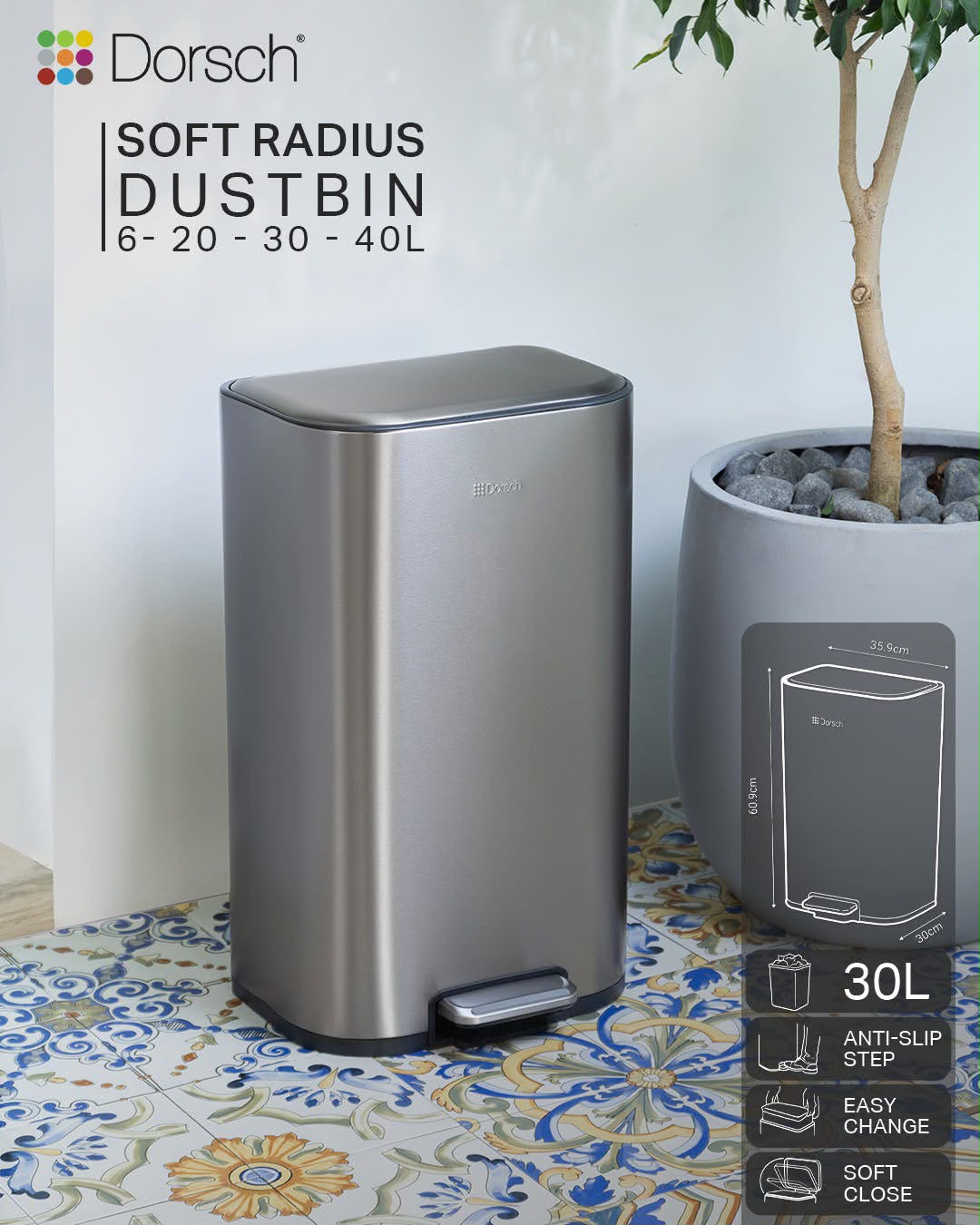 DORSCH TRASH DUSTBIN – 30L