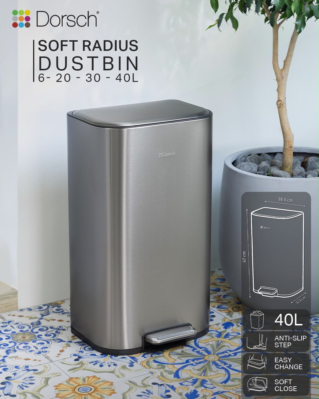 DORSCH TRASH DUSTBIN – 40L