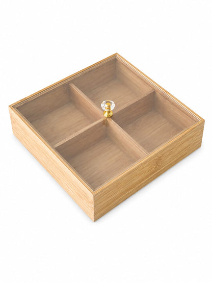 4-PART SQUARE WOODEN BOX WITH LID