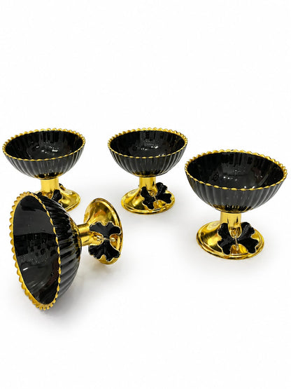 6-Piece Meghli Cups Set – Black & Gold Butterfly