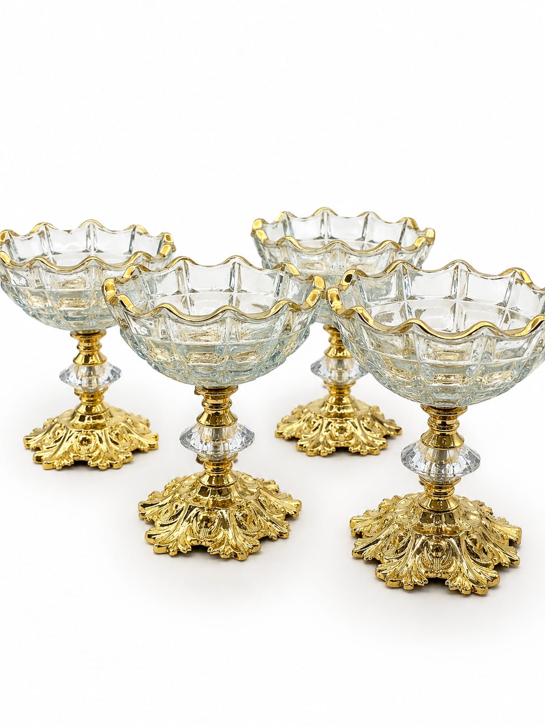 6-Piece Meghli Cups Set – Glass & Gold Round