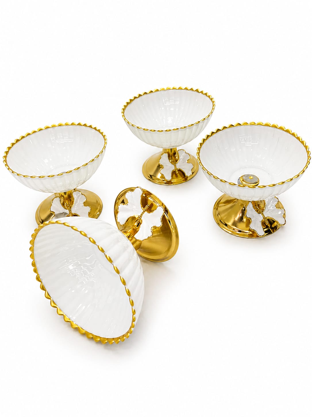 6-Piece Meghli Cups Set – White & Gold Butterfly