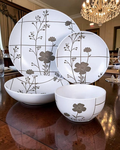 Dorsch Flora Grey Dinner Set – 24 Pieces (Stoneware)