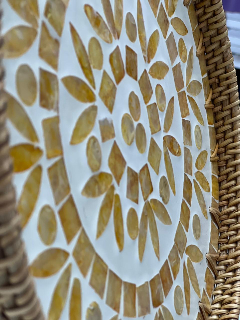 Yellow Geometric Mosaic Tray Set - 2Pcs